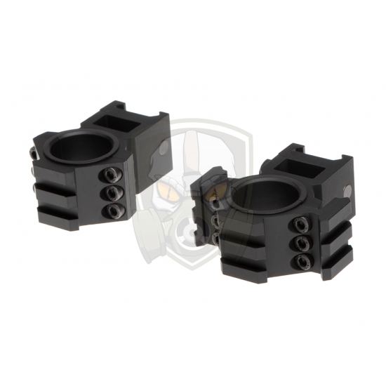 Tri-Side Rail 25.4mm / 30mm Mount Rings - Black -